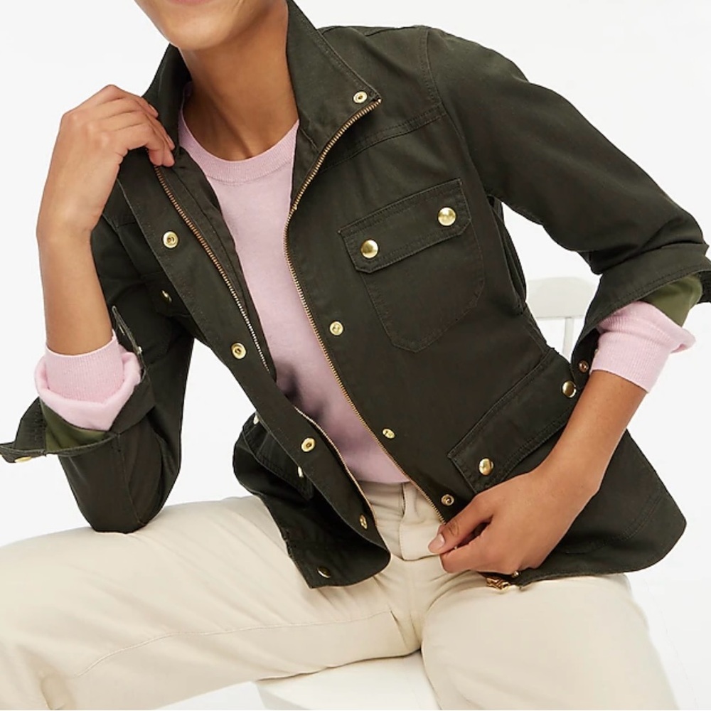 J. crew resin coated twill jacket